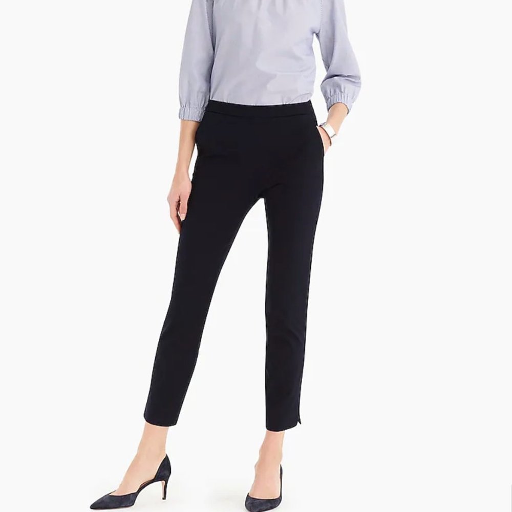 J.Crew Petite Black Martie Pants Bi-Stretch Cotton